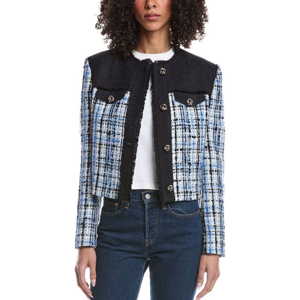 Hugo Boss Womens Josola Tweed Jacket, Blue